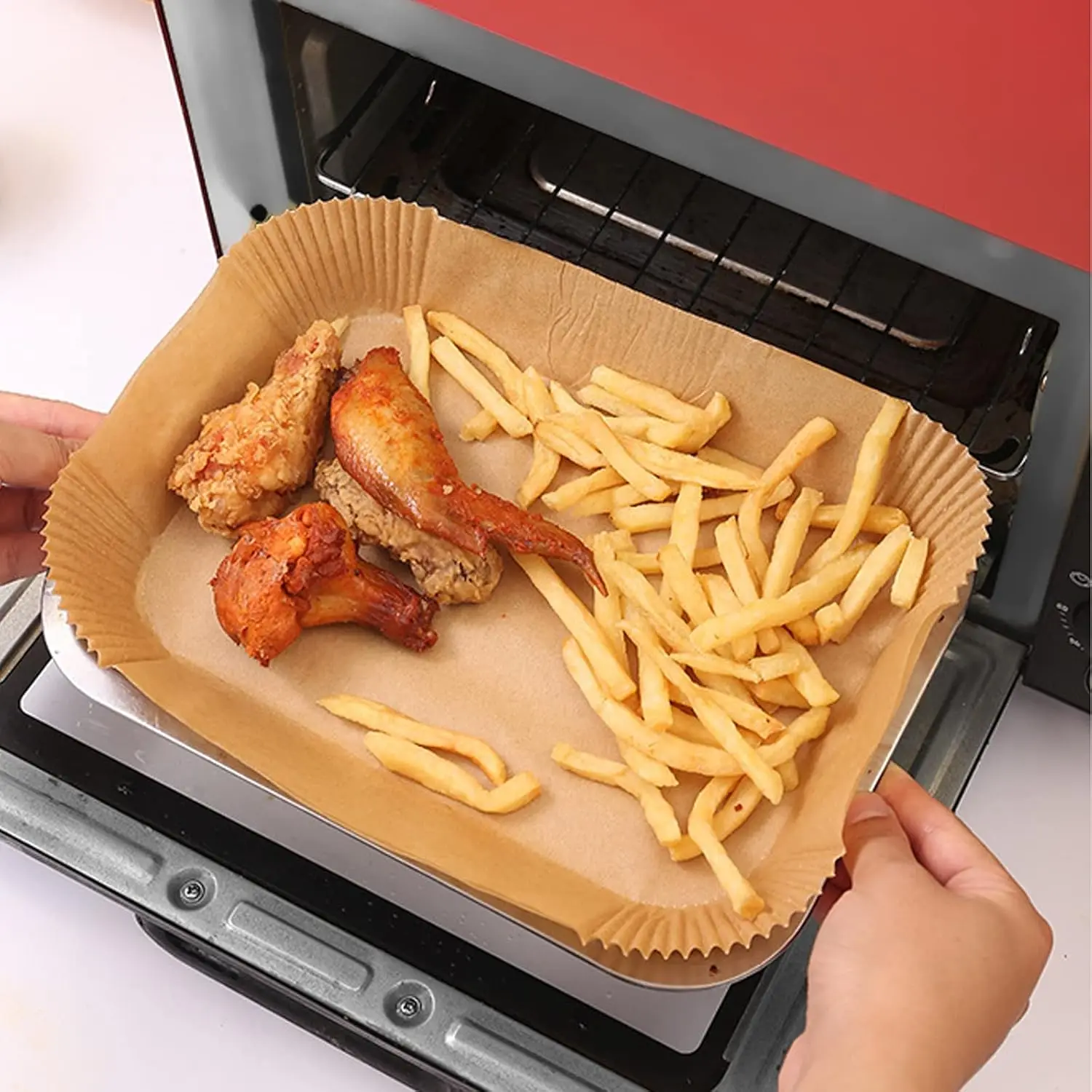 Air Fryer Paper Liners Non-Stick Oilproof Baking Paper Heat-Resistant Parchment Paper for Air Fryer Oven Steamer Microwave