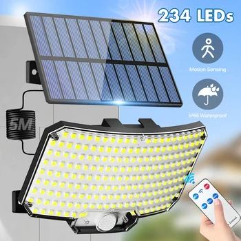 Solar Lights Outdoor 234LED 3 Modes Motion Sensor Flood Lights with Remote IP65 Waterproof Security Solar Lights for Outside 1