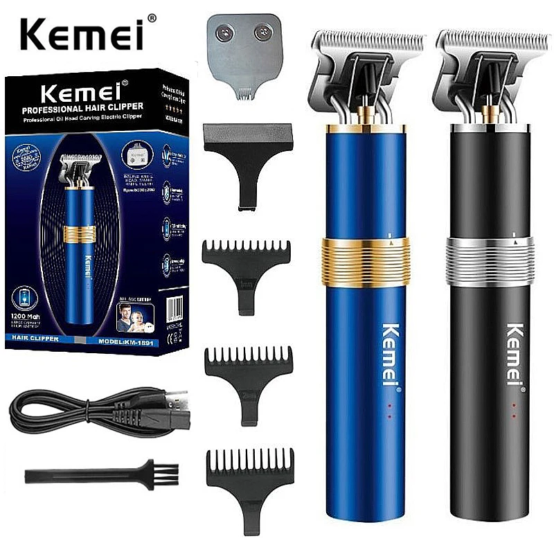 

Kemei 2 in 1 Cordless Hair Trimmer Replaceable Magnetic Carbon Steel Blade Hair Clipper Men 0mm Bald Edge Hair Cutting Machine