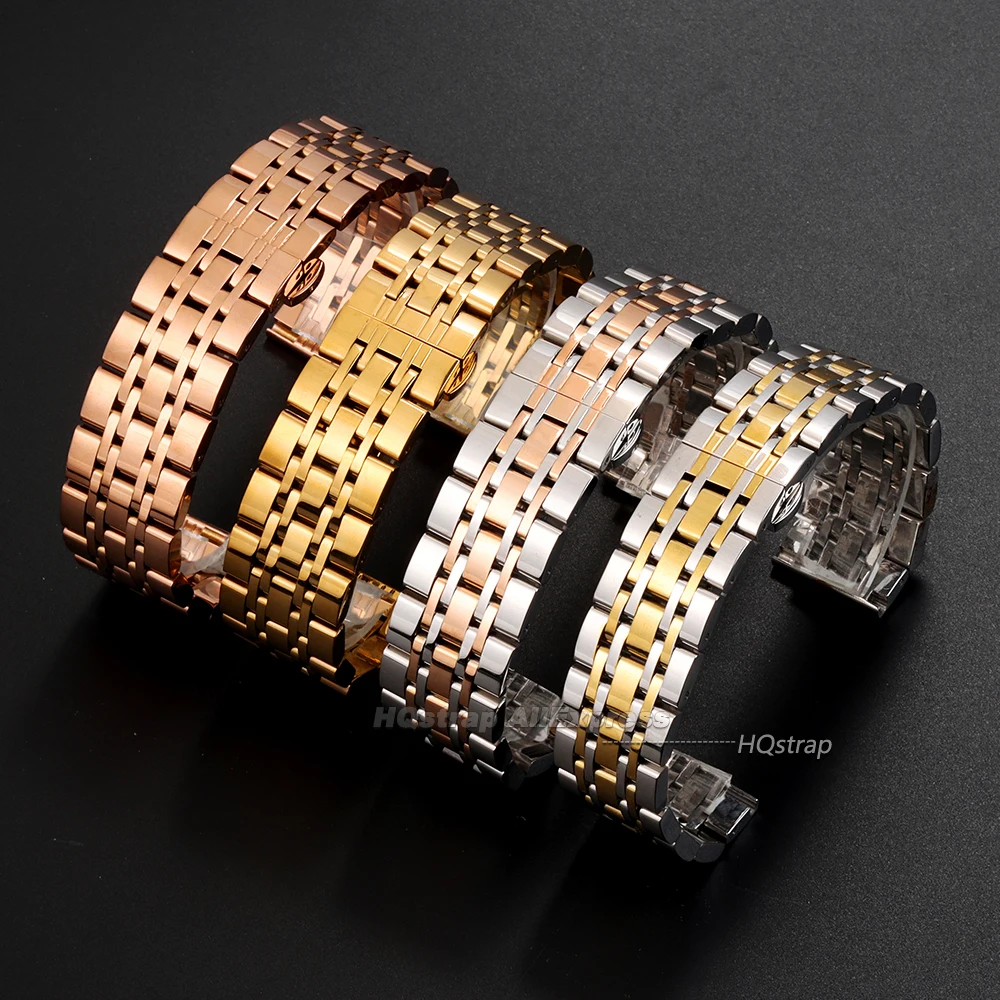 Premium Curved End Stainless Steel Smartwatch Bracelet with Butterfly Buckle