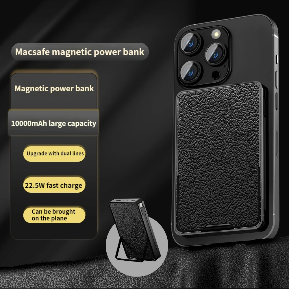 

22.5W Wireless Power Bank Magnetic Phone Stand 10000mAh Powerbank Type C Fast Charger For iPhone 15 14 13 12 Xiaomi Samsung