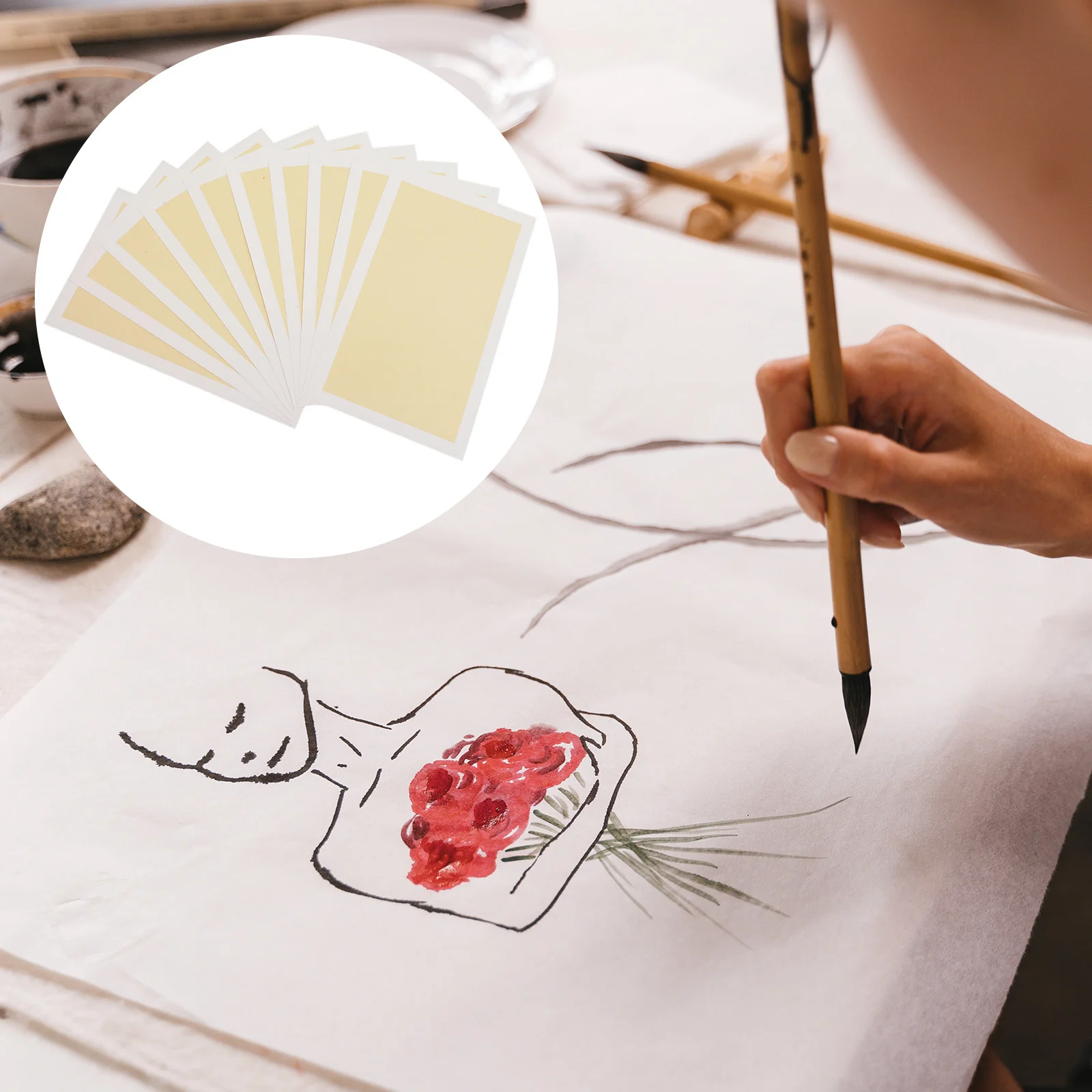 10 Sheets Chinese Painting Paper Drawing Rice Cardboard Professional Writing Portable Calligraphy Accessories 4