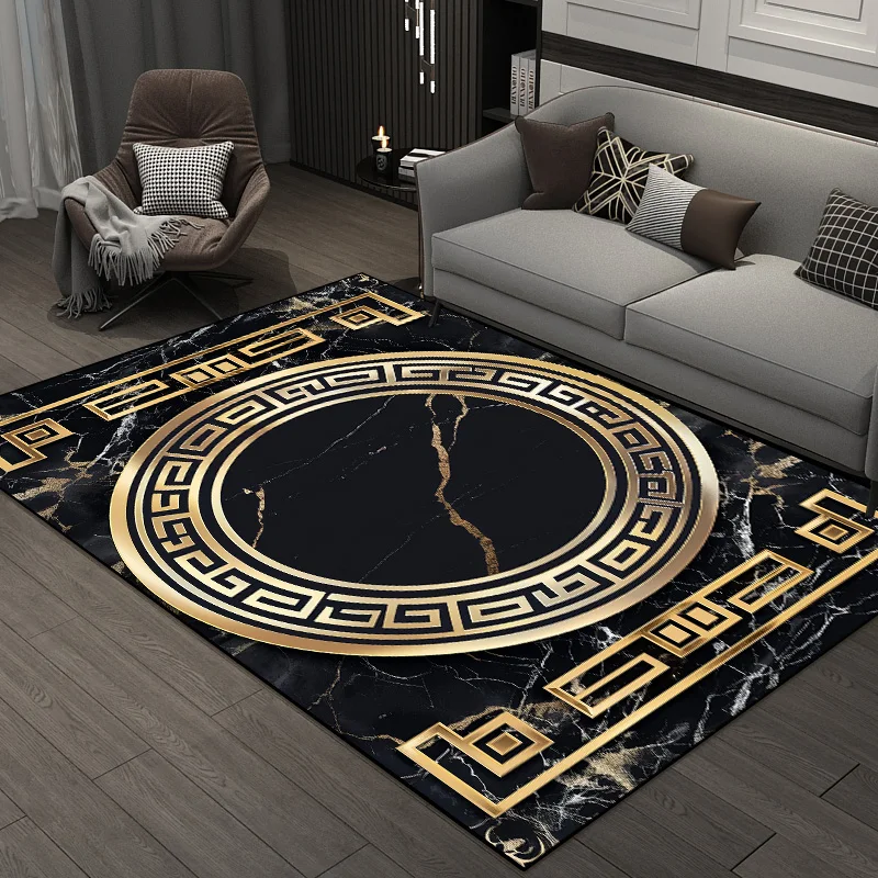 

Black Gold Marble Carpets for Living Room Decorations Sofas Table Large Area Rugs bedroom cloakroom Anti-slip Washable Floor Mat