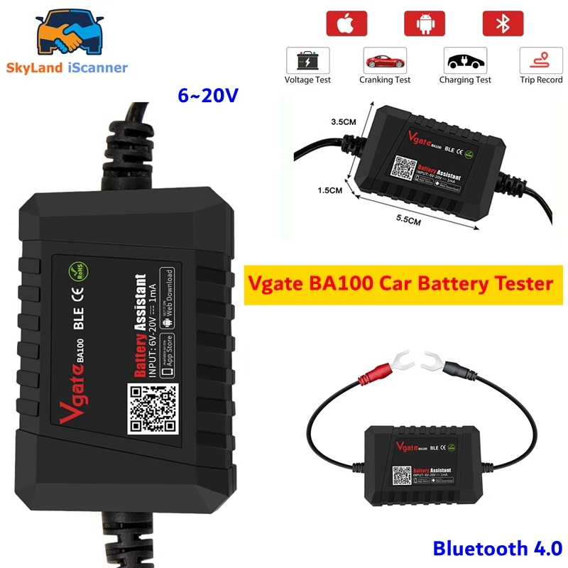 Vgate Battery Assistant BlueTooth 4.0 Wireless 620V Battery Load