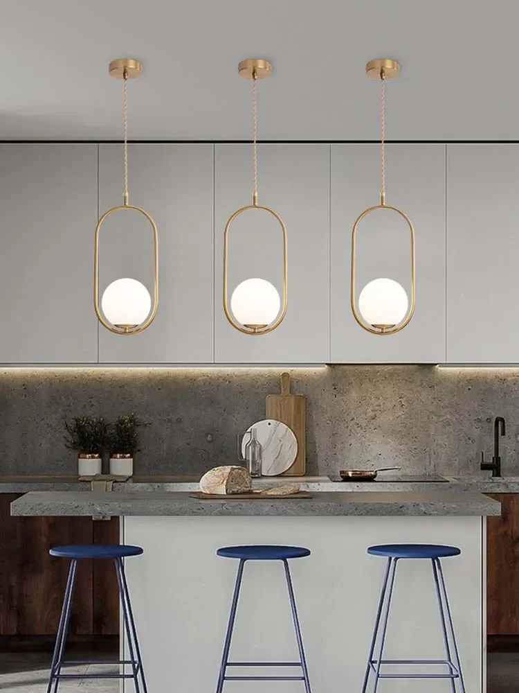 

Nordic Modern LED Pendant Lamp Restaurant Bedside Kitchen Dining Bedroom Droplight Hanging Lights Decor Glass Ball Chandelier