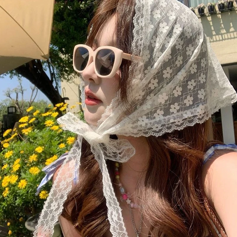 Retro Lace Bandana Headband Print Hair Scarf Bohemia Triangle