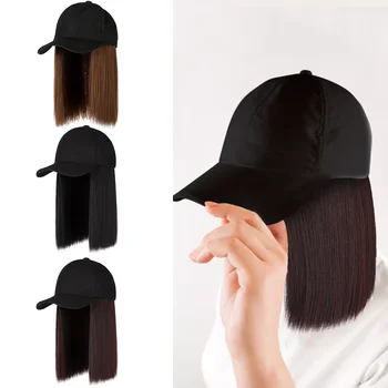 Cap Hair Straight Hair Hairstyle Adjustable Wig Hat Attached Long Hair High Temperature Silk Headwear Hairs tanie i dobre opinie CN (pochodzenie) WOMEN Akrylowe Nakrycie głowy kostiumy