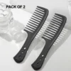 Black 2PC Large Teeth Comb Handle with Hole Smooth Surface Big Knife Comb Professional Salon Barber Hair Hairdressing Combs 1
