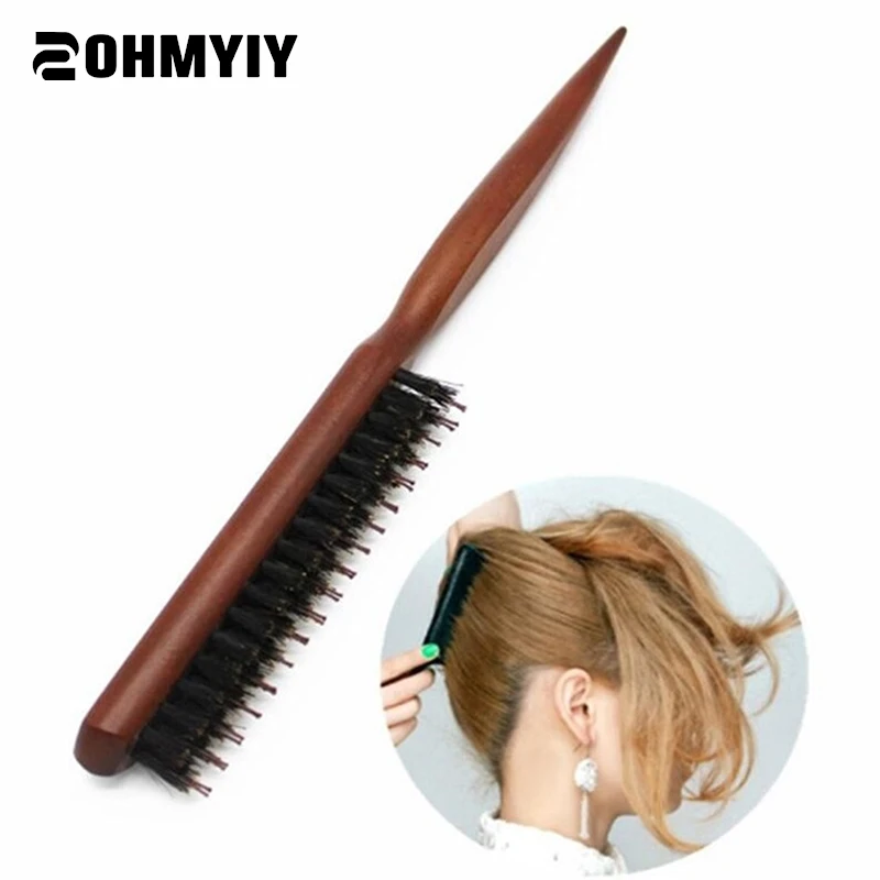 

Щетка для волос с натуральной Кабановой щетиной, массажная расческа, Антистатическая щетка для головы, щетка с деревянной ручкой из бука, расческа для волос, инструмент для укладки