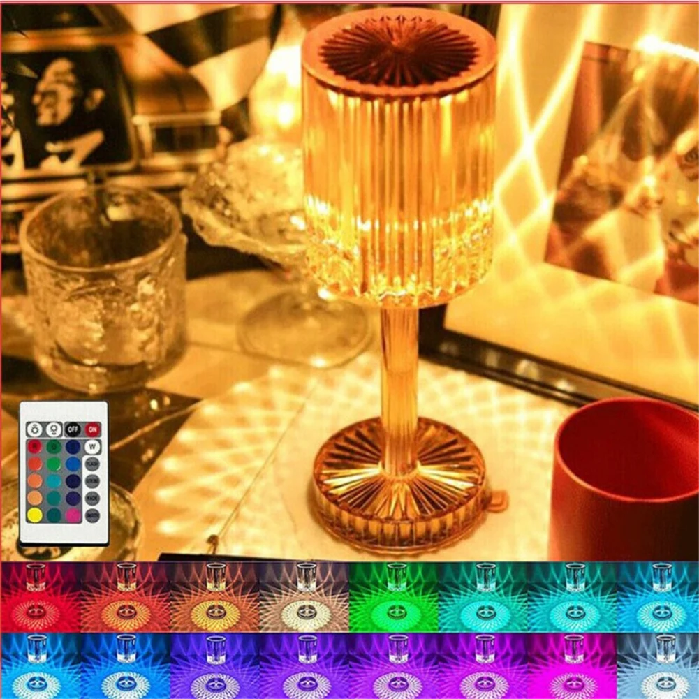 

LED Acrylic Table Lamp Touch Remote Control Night Light USB Rechargeable Crystal Diamond Table Lamps Modern Style Bedside Lamp