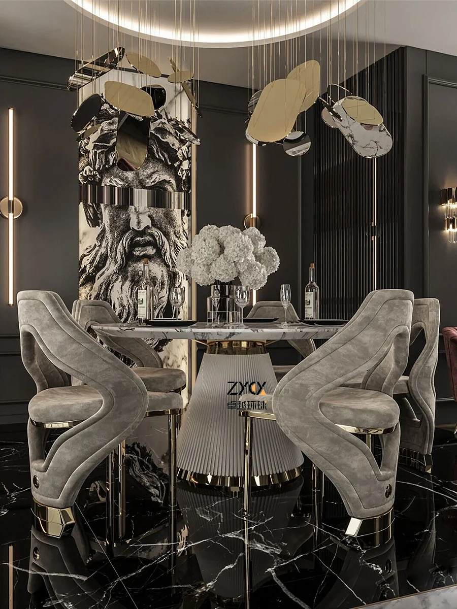 

Светильник роскошный обеденный стул из нержавеющей стали, домашний стул для дома