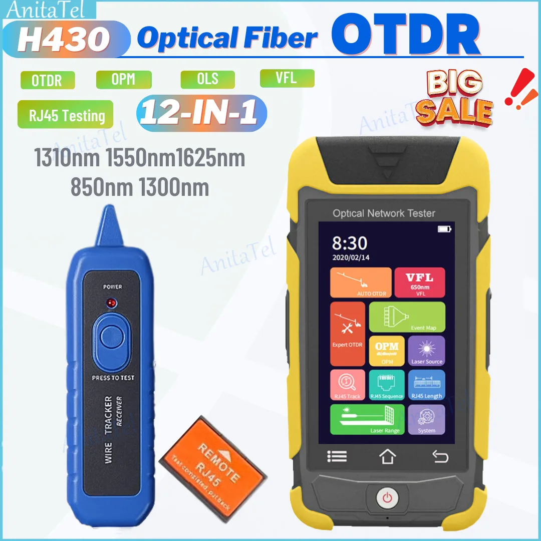 Sm Mm Pro Otdr 1310/1550Nm 850/1300Nm 1625/1650Nm Riflettometro Ottico 4.3 'Touch Ols Opm Vfl Mappa Eventi Rj45 Tester Per Cavi Best