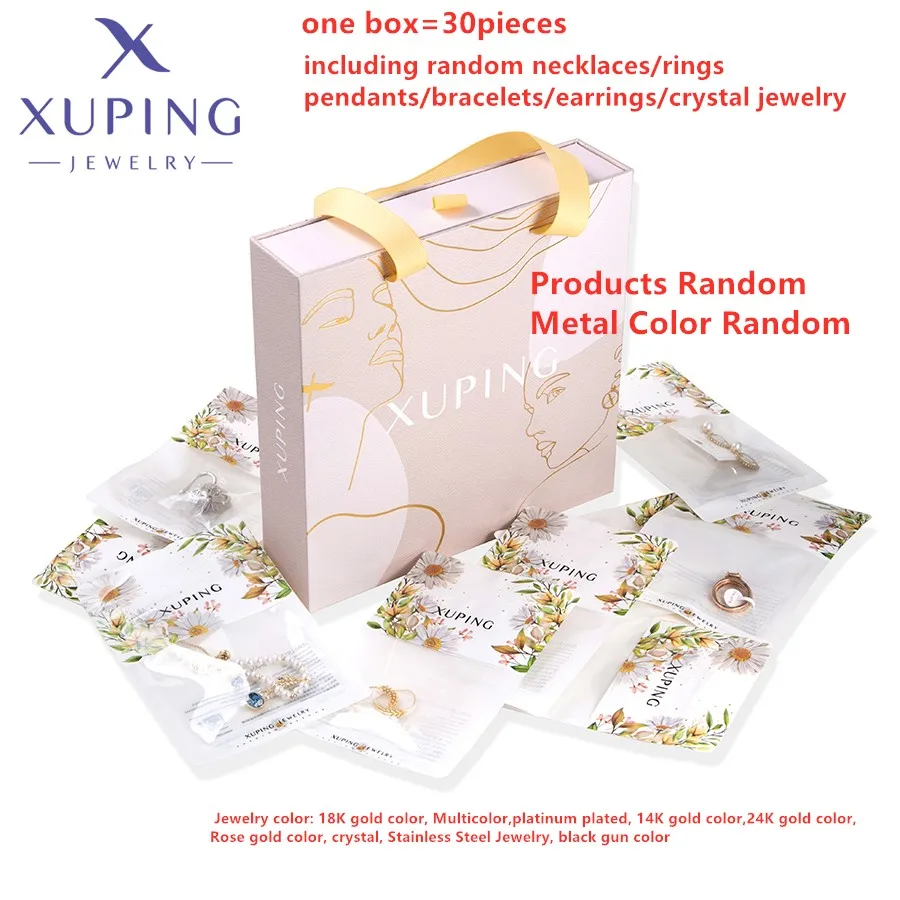 Xuping Jewelry Fashion Promotion Charm Gold Color Plated Mixed Rings Earrings Crystal Jewelry Necklace Pendants Box 1