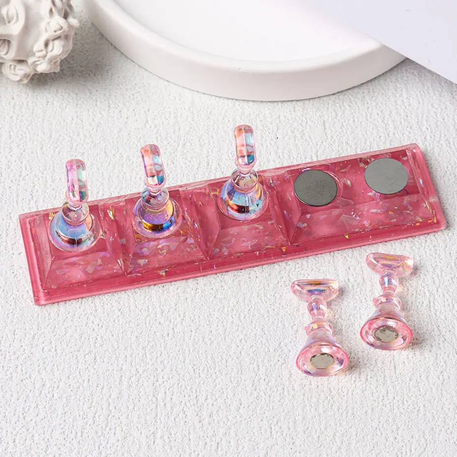 Aurora Chess Borad Magnetic Nail Tips Display Stand Resin Show Nail Holder Practice Gel Polish Nail Tips Showing Shelves Tools
