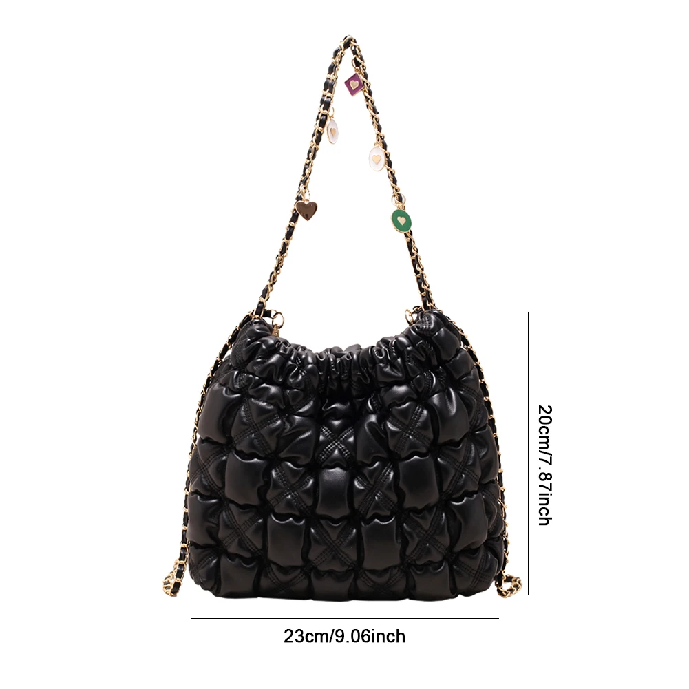 Mini Faux Pearl Decor Quilted Bucket Bag