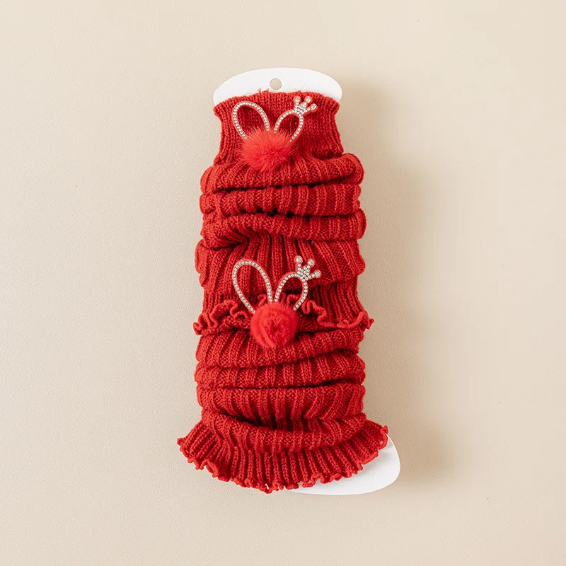 New Girls Socks Red Medium Tube Socks Christmas Calf Cover Warm Thickened Children's Stacking Socks