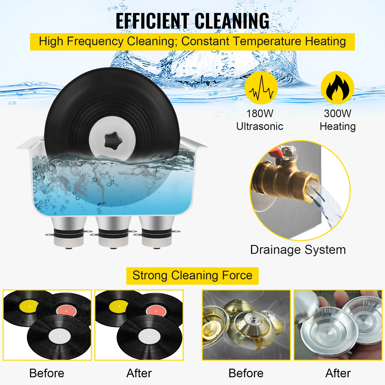 SucceBuy 6L Knob Ultrasonic Vinyl Record Cleaner Portable Washing Machine Ultrasound Dishwasher Contact Lenses Dental Jewelry 6