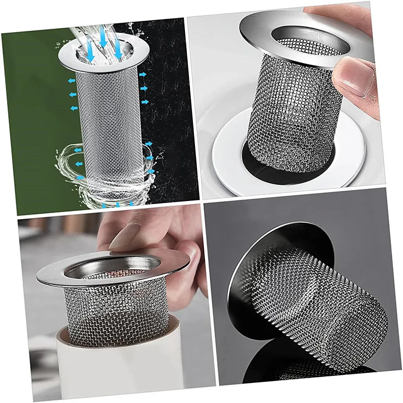 New Stainless Steel Bathroom Floor Drain Kitchen Sink Filter Strainer Basin Hair Anti-blocking Stopper Tool Home Accessories