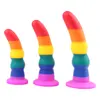 Anal Toys Rainbow Silicone Dildos Anal Plug Realistic Dildo Suction Cup Dildo Sex Toy for Women Lesbian Masturbators Penis tools 1