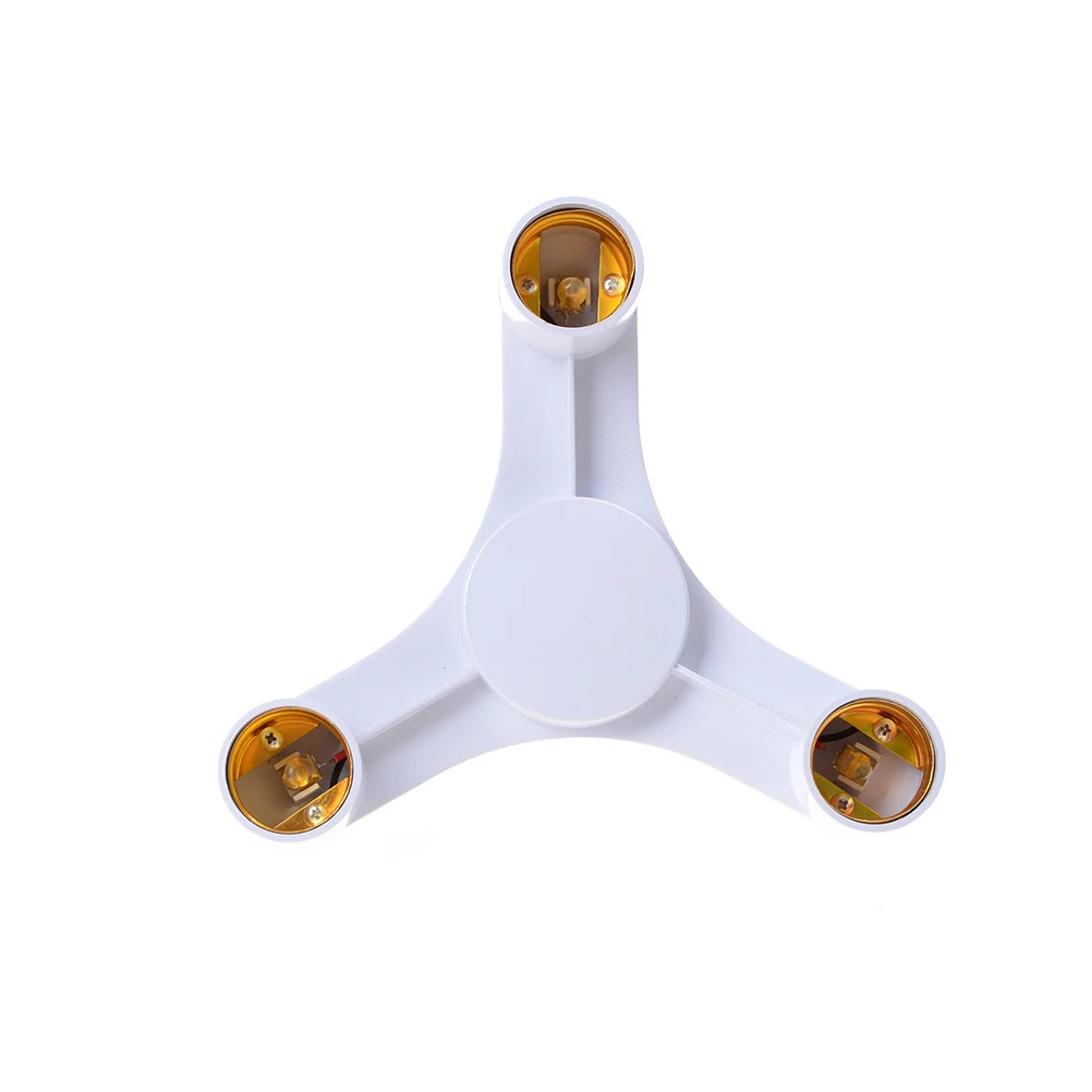 White Color 3 In 1 E27 to E27 LED Lamp Bulbs Socket Splitter Adapter Holder For Photo Studio