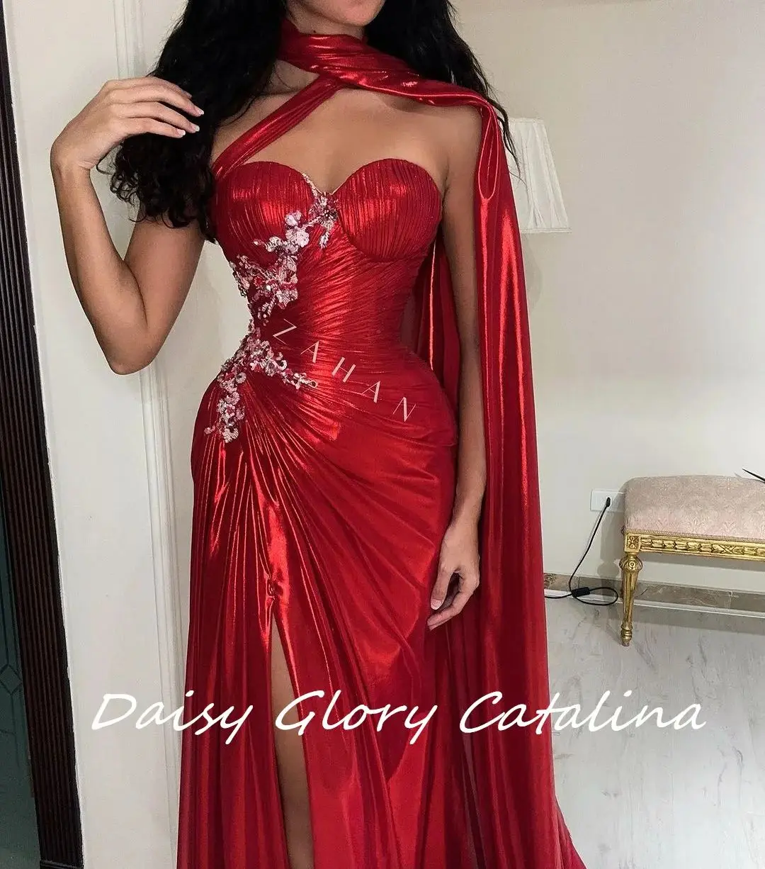 

Красные платья с юбкой-годе для выпускного вечера, модель 2024 года, современные блестящие вечерние платья для девушек в стиле Саудовской Аравии, платье для официальной и свадебной вечеринки