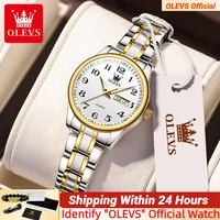 OLEVS Luxury Quartz Watch for Women Stainless Steel Watch Luminous Waterproof Week Date Elegant Dress Ladies Wristwatch 5567