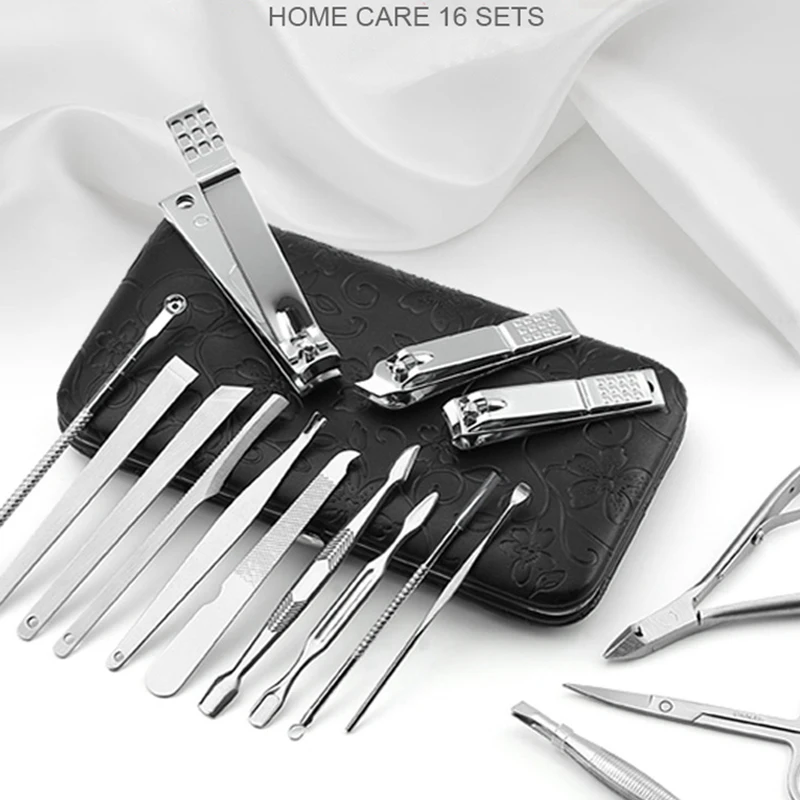 16PCS Nail Clippers Sets Nail Care Kit/Scissors/Trimmer/ Manicure/Pedicure Cutters /Eyelash Trimmer/Nail Tools/Toenail Knife 3