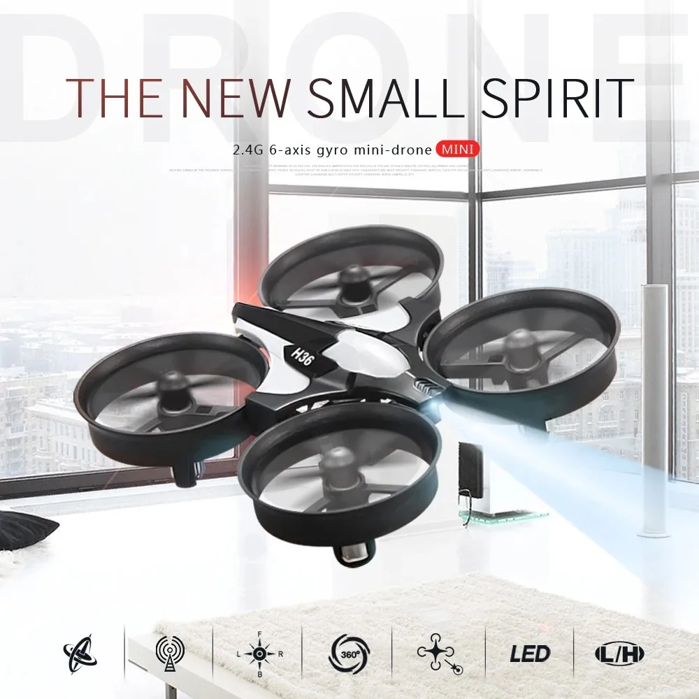 Mini Drone Selfie Poche JJRC H36 - 4 Canaux 6 Axes, Lot 1/2/3 Batteries