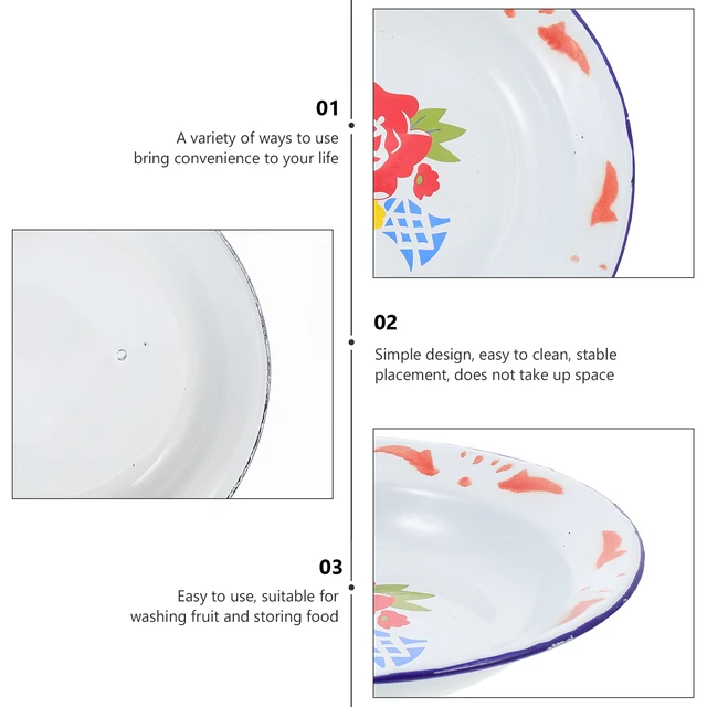 4Pcs Enamel Plates Decorative Enamel Food Dishes Retro Style Fruits Plates  for Home Hotel