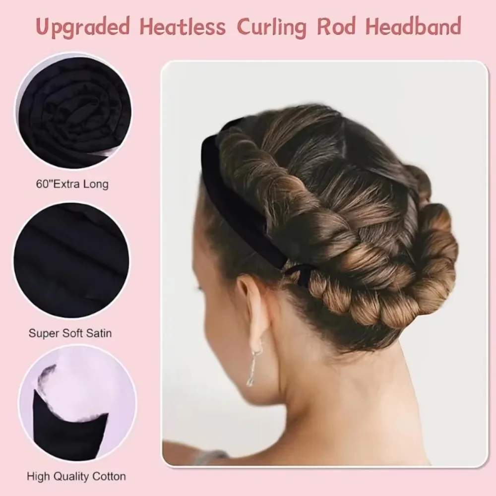 Heatless Hair Rollers Head Band No Heat Silk Curls Ribbon Wave Rod Sleeping Soft Headband Lazy Hair Curlers Styling Tools
