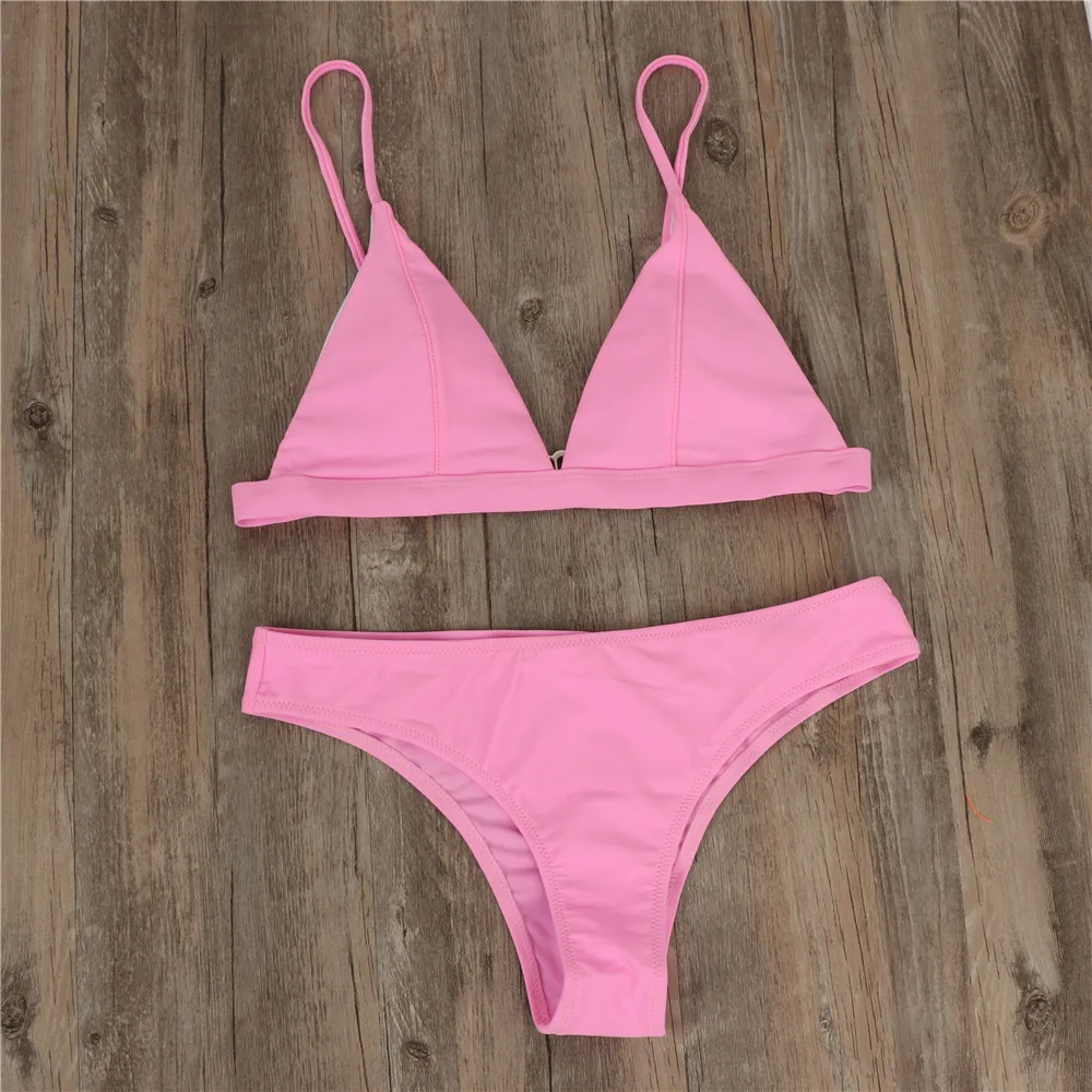 New European and American Bikini Large Split Multi Color Swimsuit with Chest Cushion Triangle Cup Swimsuit