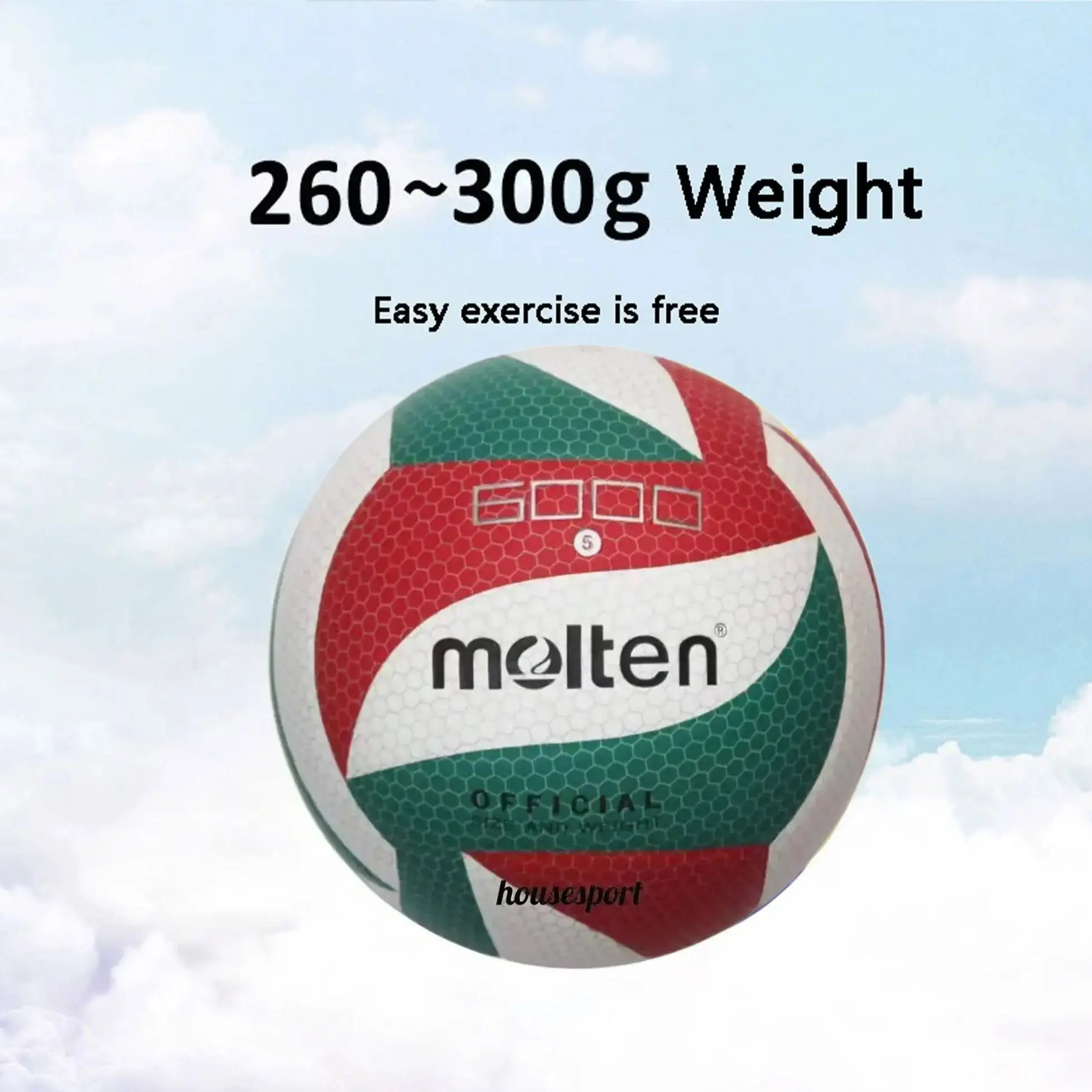 Printed Volleyball 6000 Size 5 for Outdoor Sports Training