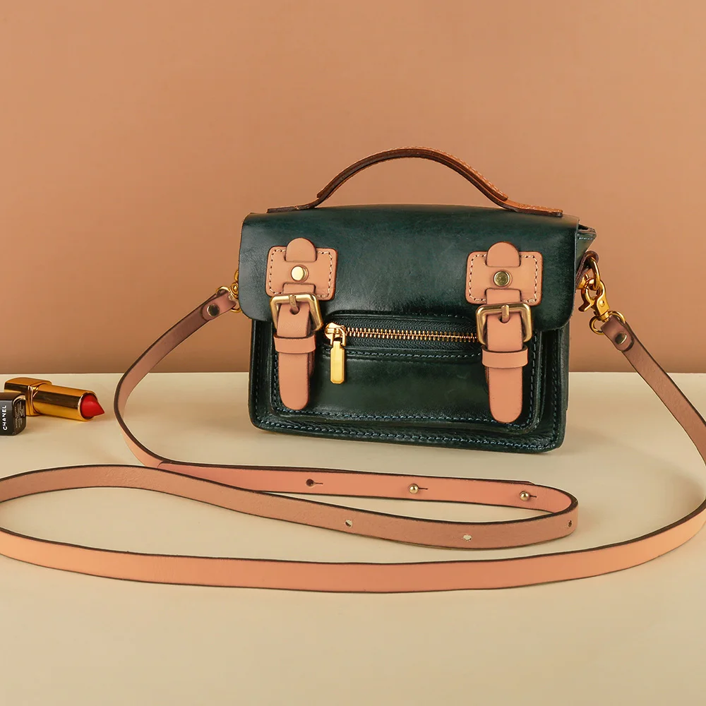 Handmade Cowhide Shoulder Bag Woman Retro Shoulder Bag Women's Fashion Crossbody Bag Versatile Genuine Leather Bag For Women