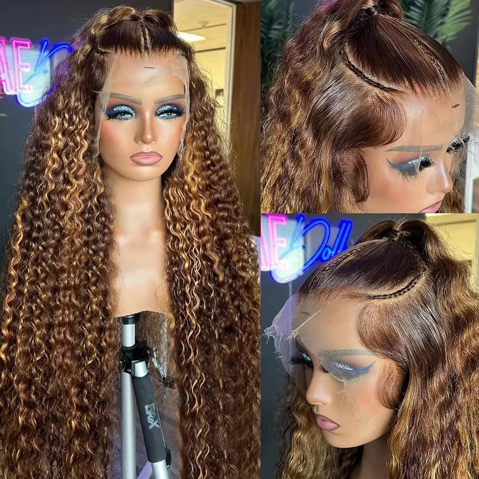 13x4 Highlight Wig Human Hair 13x6 Hd Lace Frontal Wig 40 Inch Curly Wigs Deep Wave Lace Front Wig Pre Plucked With Baby Hair 5