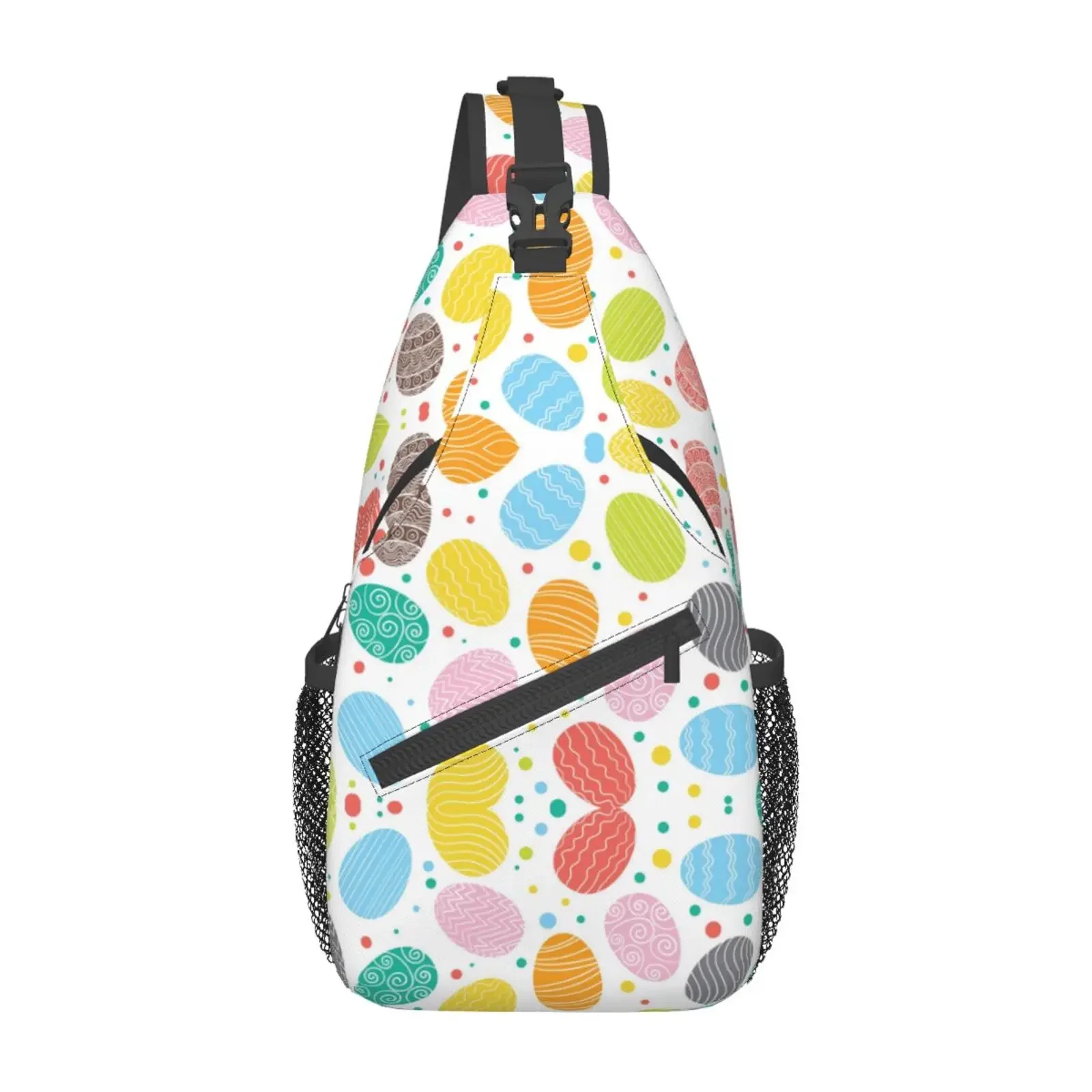 

Easter Colorful Eggs Chest Bag Cross Anime Bag for Men Women Travel Backpack School Backpack Outdoor Polyester Casual One Size