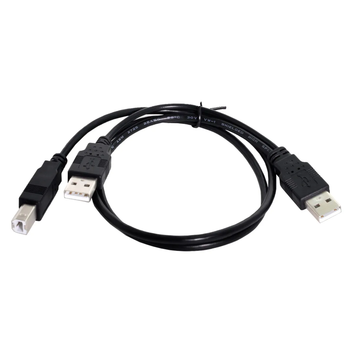Zihan Dual USB 2.0 Male to Standard B Male Y Cable 80cm for Printer & Scanner & External Hard Disk Drive charging cable usb charging cable