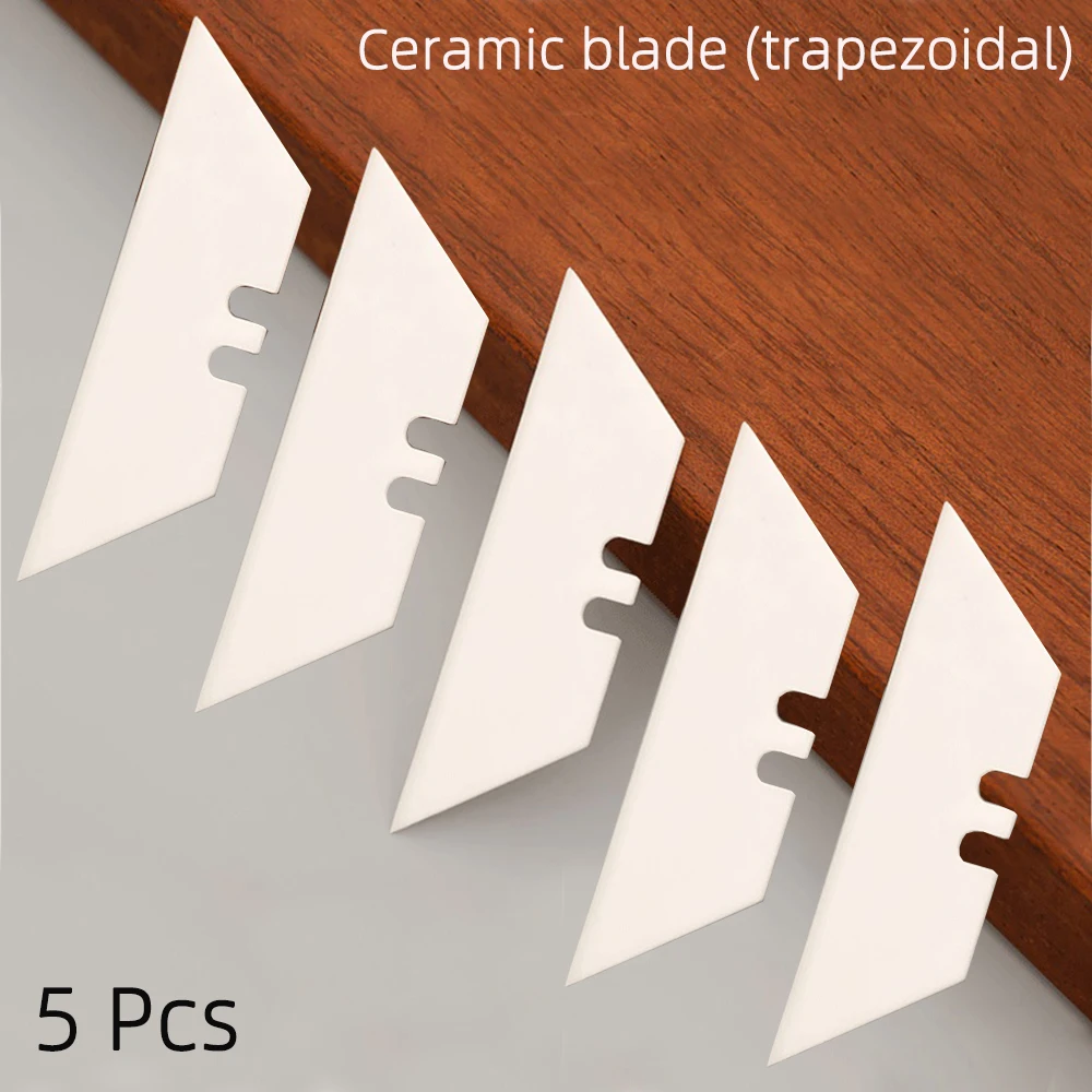 Ceramic Insulated Trapezoidal Blades 5 Rust Free Non-magnetic For Carpet Paper Cutting Edge Trimming