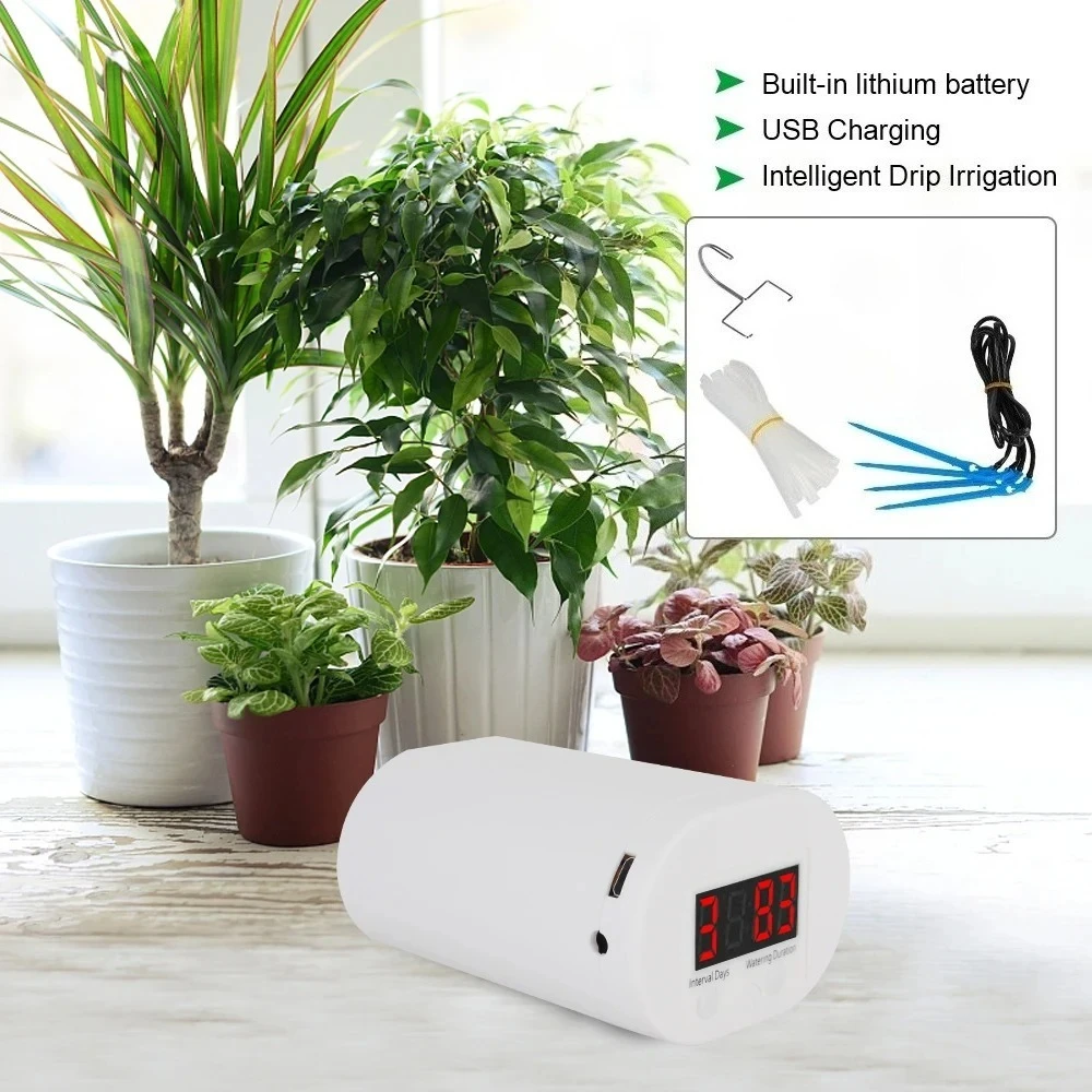 Plants Irrigation Kits Drip Irrigation Kits Garden Irrigation Kits Drip Irrigation Tool Self Watering Drippers Double Pump Drip Irrigation System Intelligent Automatic Watering Timer Smart Plant Watering Device Controller for Garden