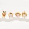 4pcs/set Cool Universal Soldier Hero Stud Earrings for Women Girls Gold Color Zircon Crystal Jewelry 4
