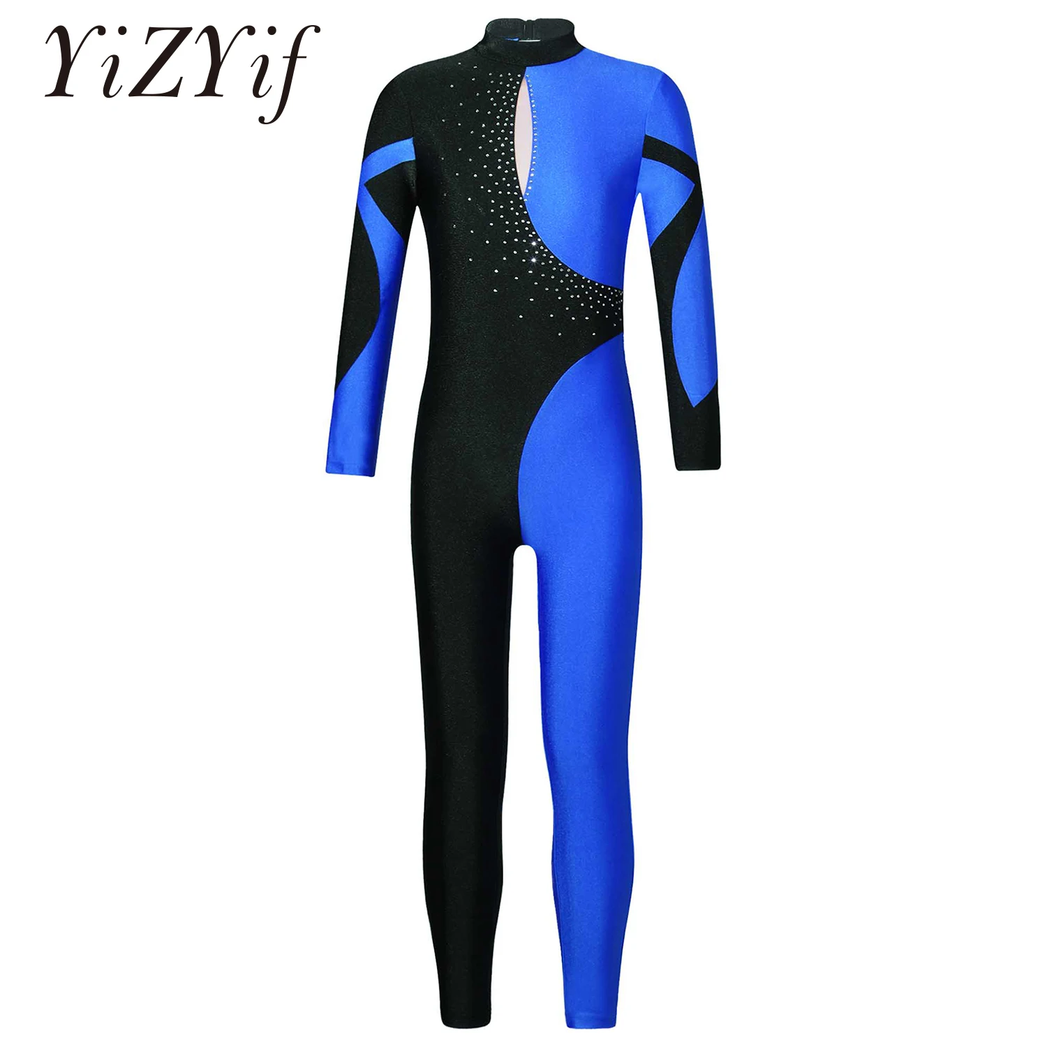 

Teens Gymnastics Jumpsuits Kids Shiny Rhinestone Ice Skating Bodysuit Girls Long Sleeve Ballet Dance Full Body Leotards Unitards
