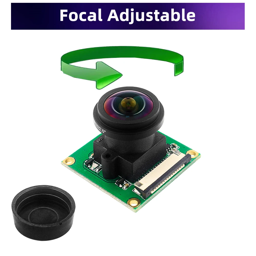 175 graus, sensor OV5647, 5MP, lente Fisheye