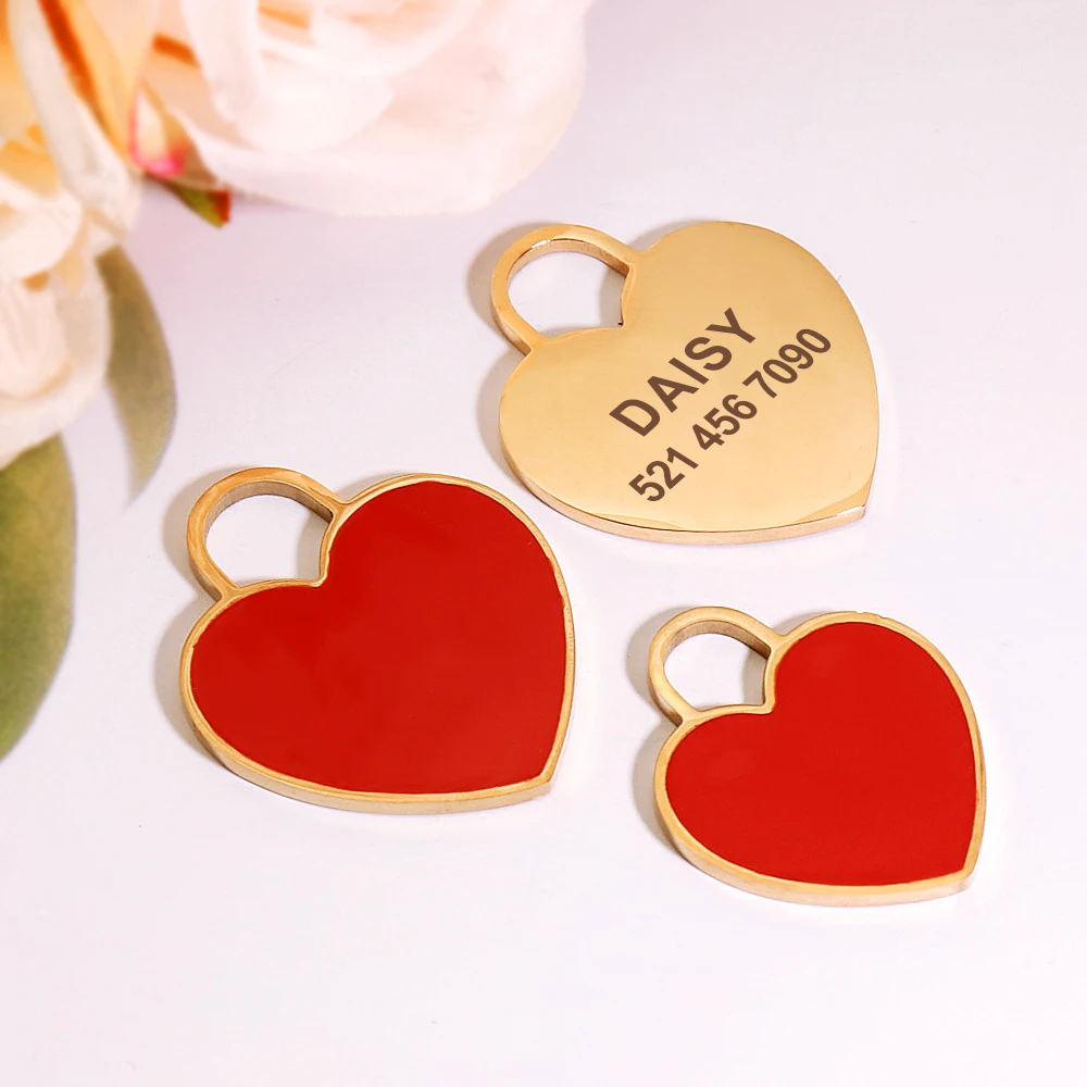 Free Engraved Cat & Dog ID Tag – Personalized Heart Name Pendant Collar Charm