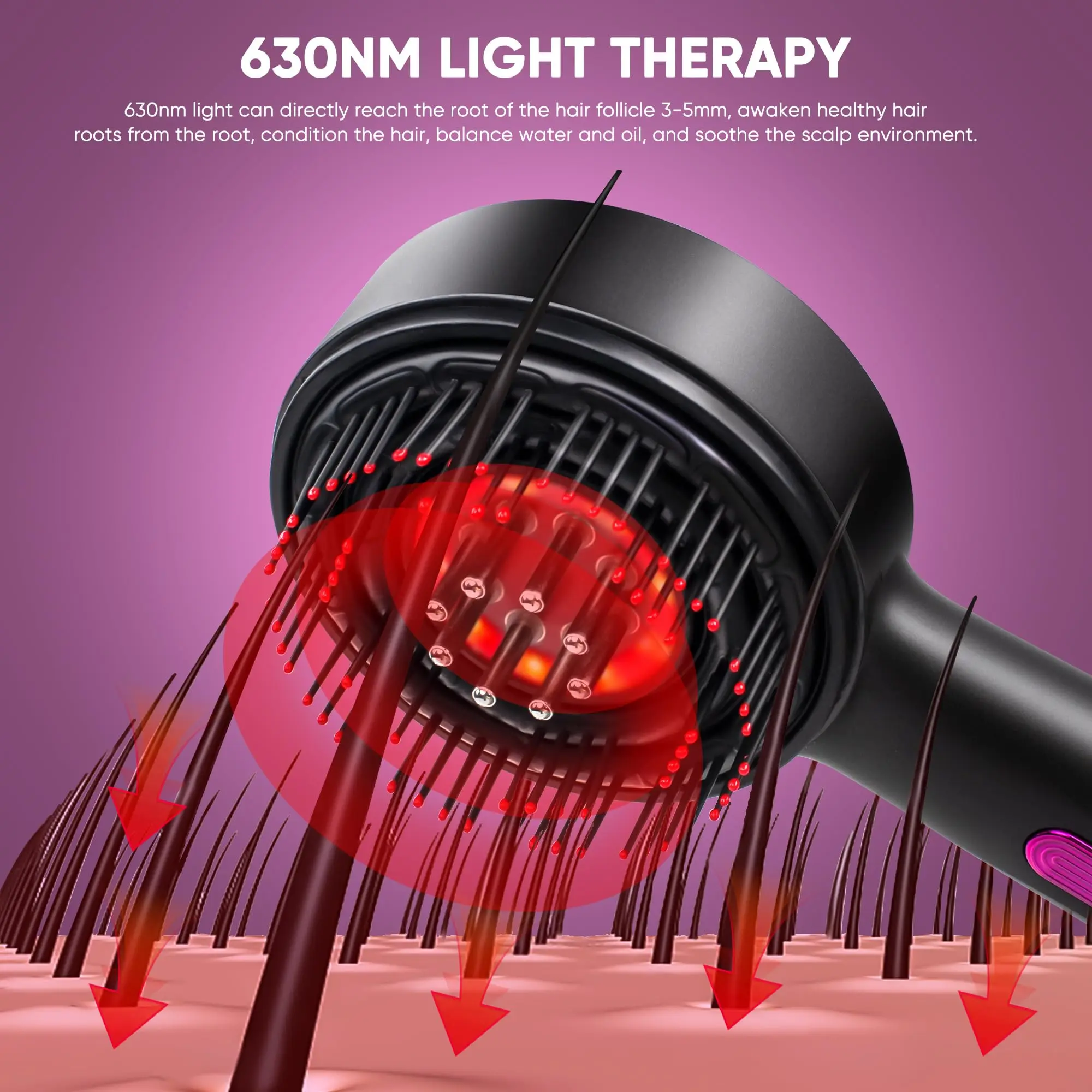 Electric Vibration Massage Comb Red Light Head Massager for Hair Growth Medicine Scalp Oil Applicator Anti-Hair Loss Hair Care
