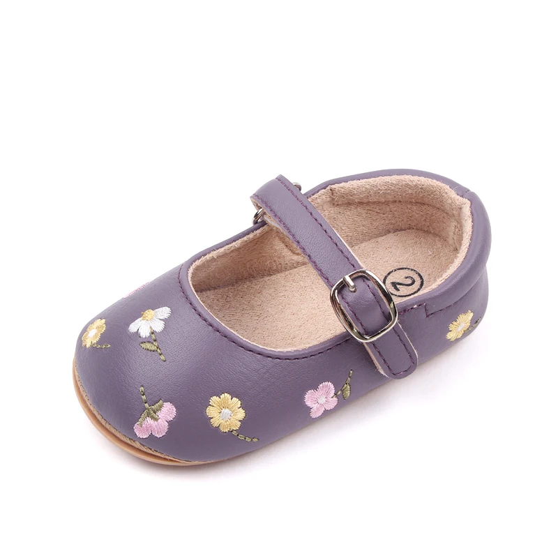 Baby Girl Princess Shoes High Quality Soft PU Embroidery Flower TPR Sole Anti-slip for Toddler Girl 0-12 Months 2023 New Fashion 3