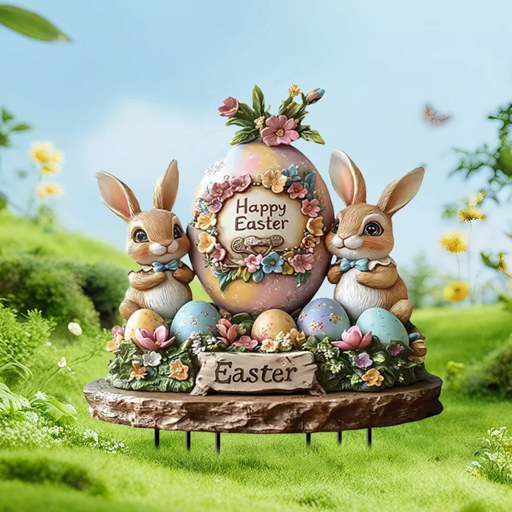 Easter Acrylic Garden Stake Decoration Multi-Function Yard Ornaments Waterproof Courtyard Statue for Outdoor Decoration