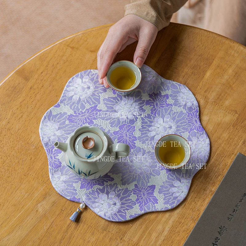 Brocade Dried Tea Mat Household Tea Table Insulation Pad Zen Table Double-sided Mat TeaSet Accessories Tea Towels