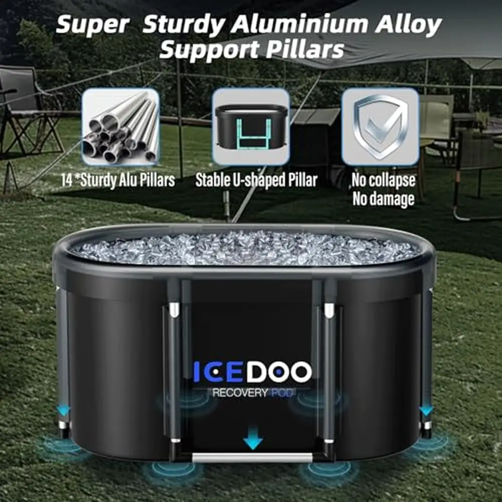 Large Oval Ice Bath Tub Athletes 129 Gal Recovery Portable Cold Plunge Tub Natural Post-Workout Immunity Boost- Spacious 3.93 ft 6