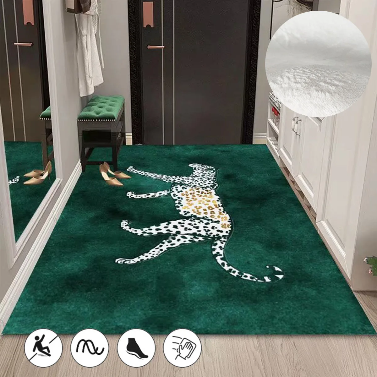 

Green Hallway Mat Soft Non-slip Entry Exit Door Rug Nordic Geometric Carpets for Living Room Large Area Rugs for Bedroom Decor