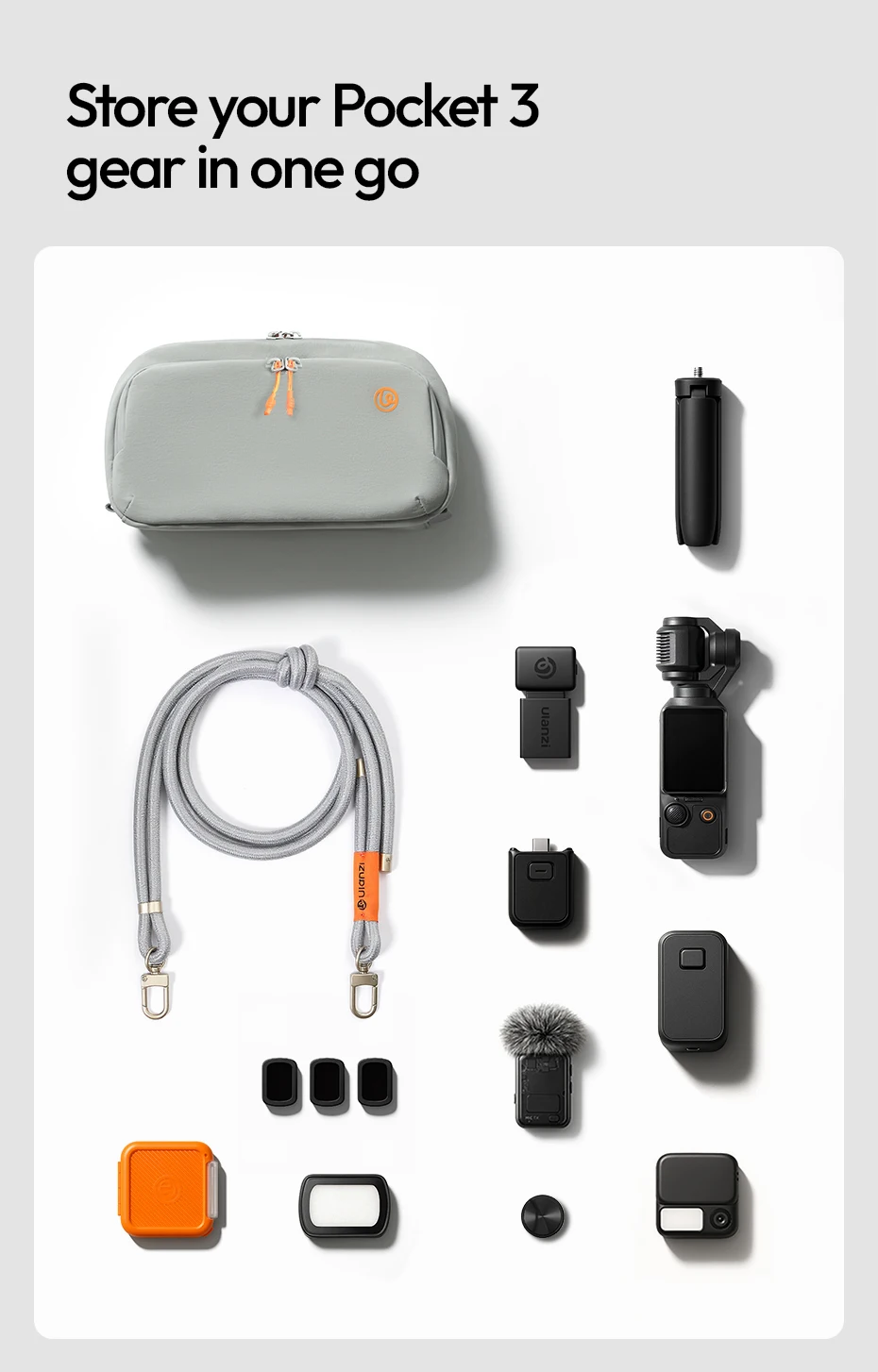 TechLite Sling Portable Cross-body Bag for Smartphone Mini Mic Action Camera for