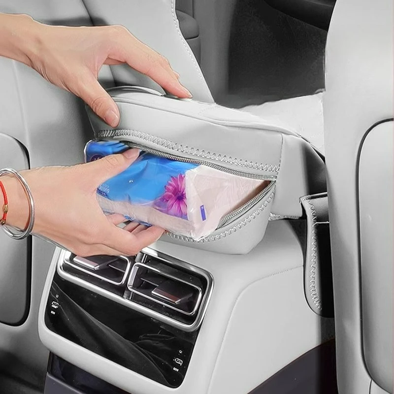 Decorazione Interna Auto, Protezione Bracciolo in Pelle, Porta Fazzoletti con Doppio Portabicchieri - Image 4